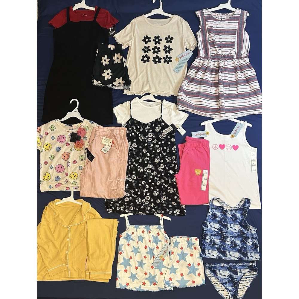 Huge Lot Girls Size 10 12 Clothes NEW &EC Justice Shorts Summer Large Swim Suit